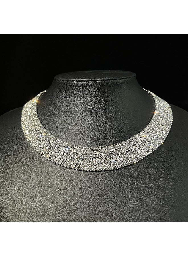 Ucanbe Luxury Full Rhinestone Claw Chain Necklace & Earrings Set – Multi-Layer Collar Necklace for Evening Dresses - Image 4